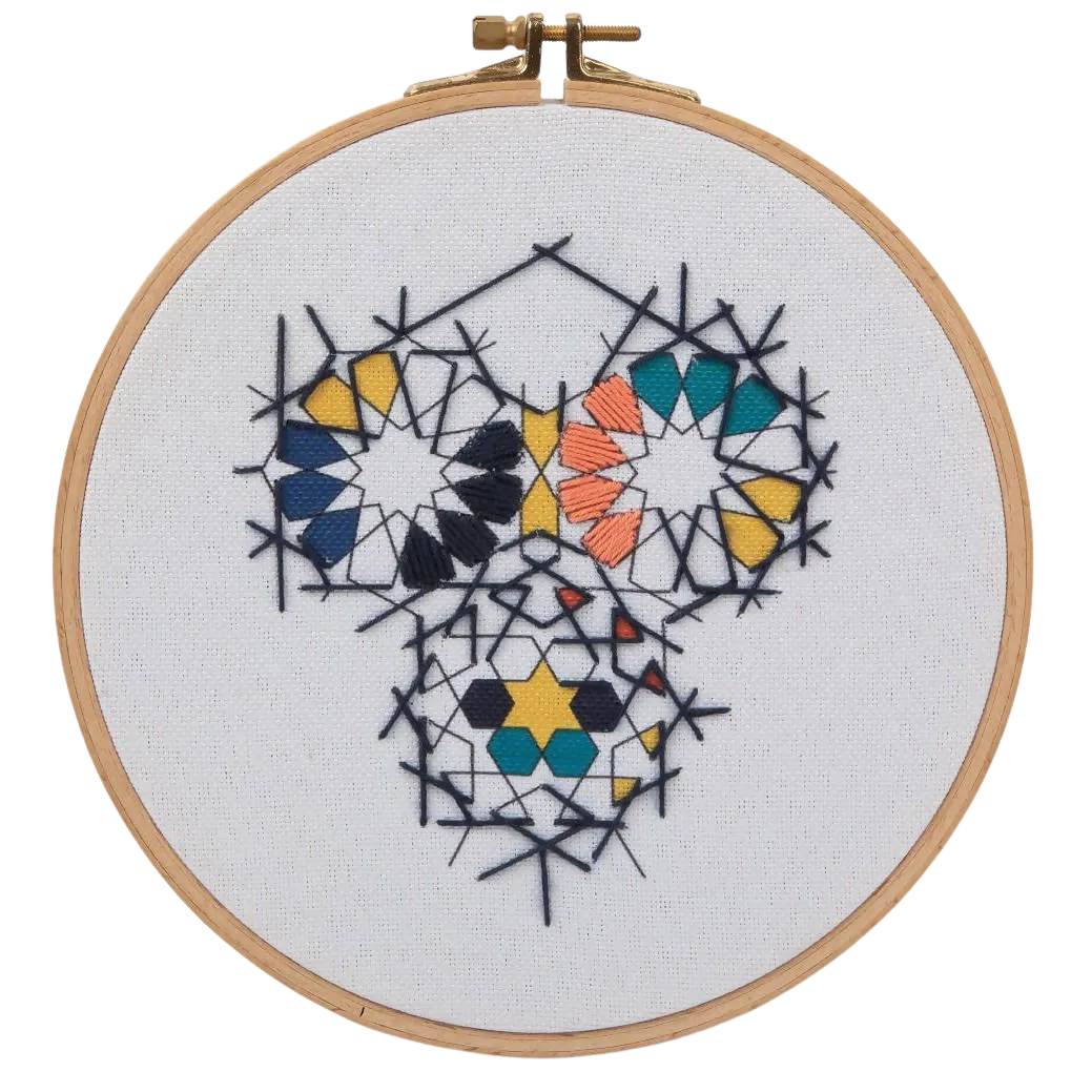 18CM Embroidered Hoop Zellij Fragments