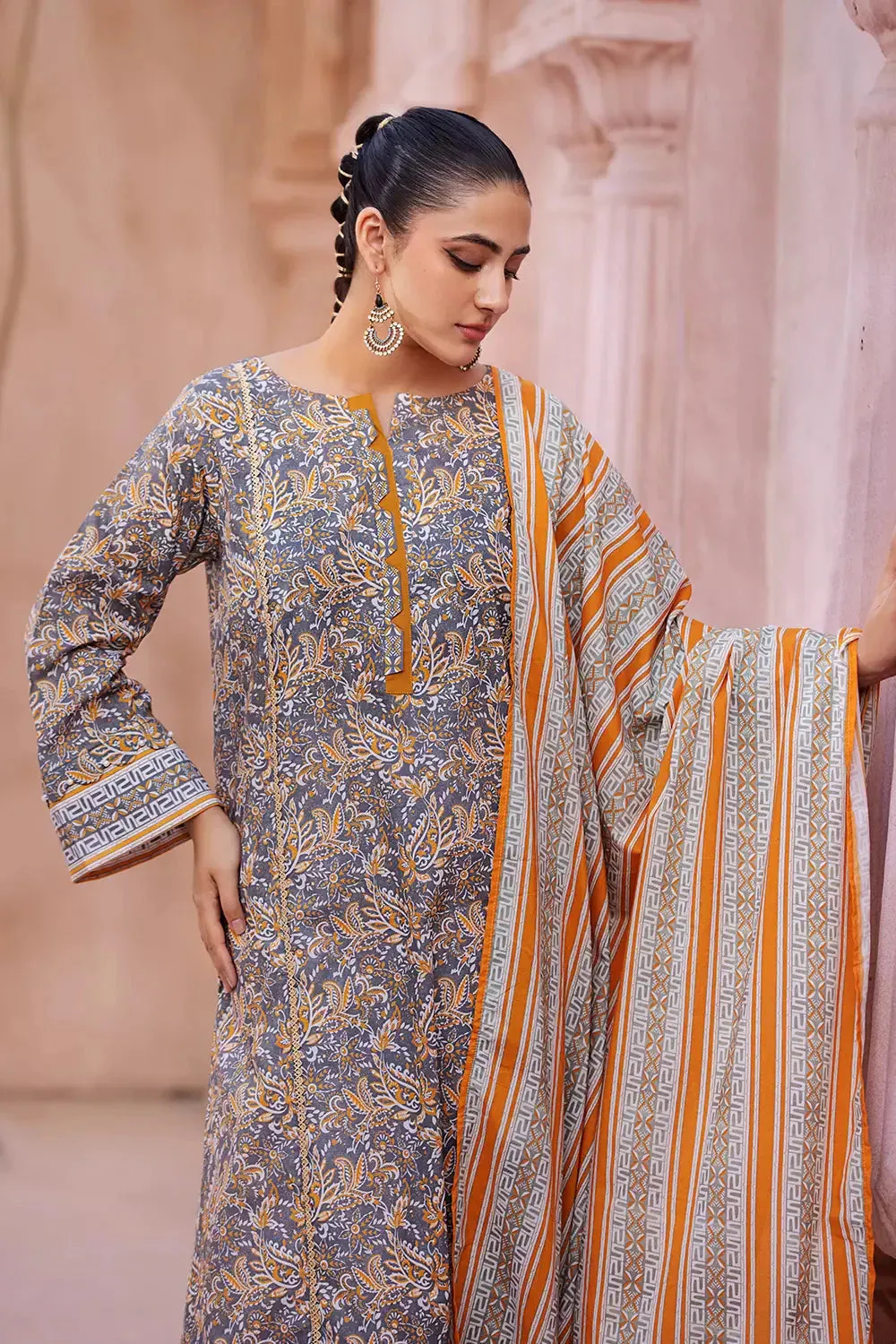 2PC Stitched Printed Lawn Shirt and Dupatta KSD-2677