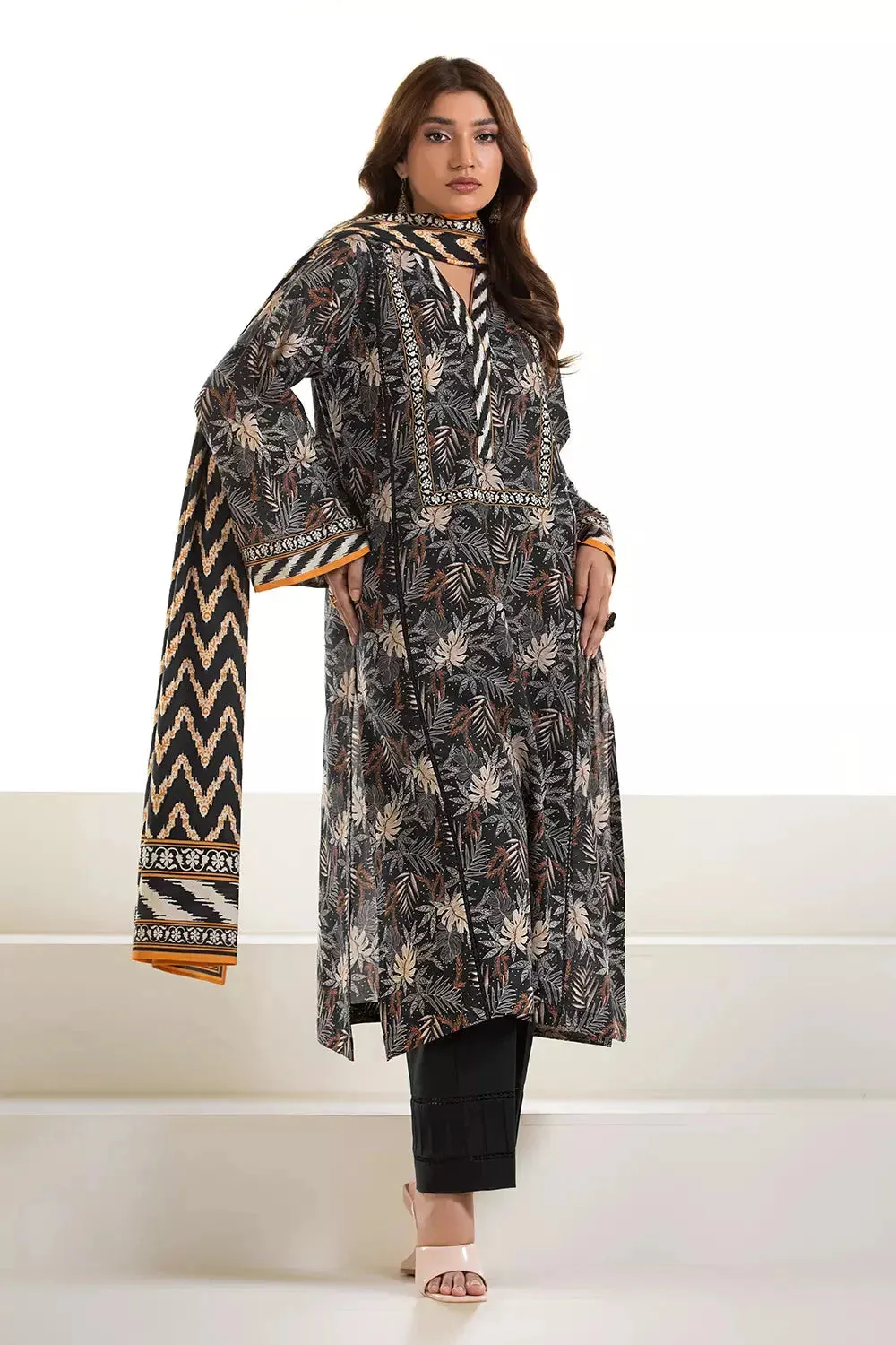 3PC Printed Unstitched Lawn Suit KLA-2639