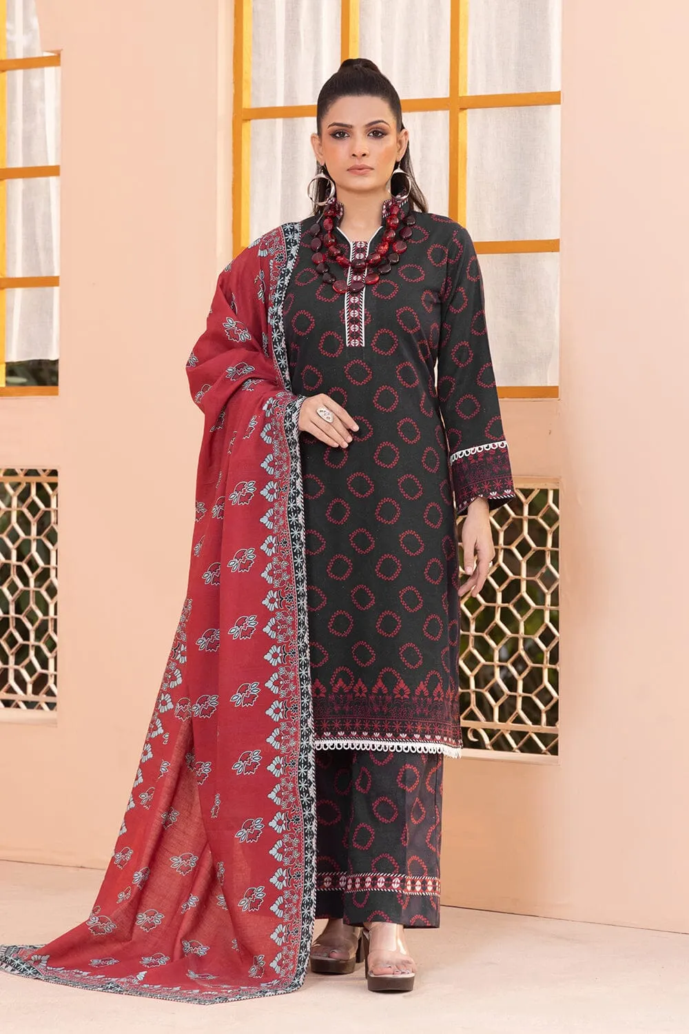 3PC Unstitched Khaddar Suit KKH-2338