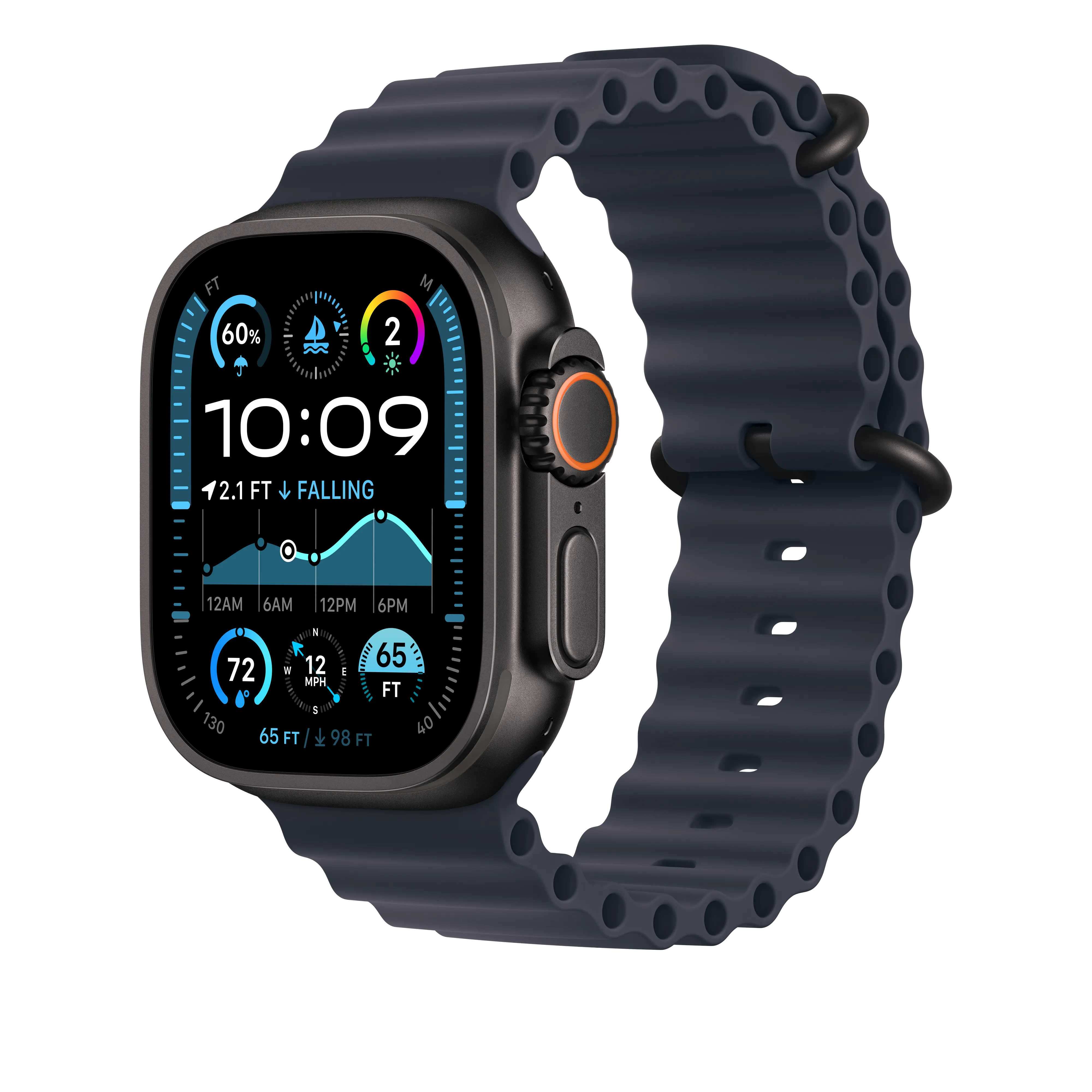 49mm Navy Ocean Band - Black Titanium Finish