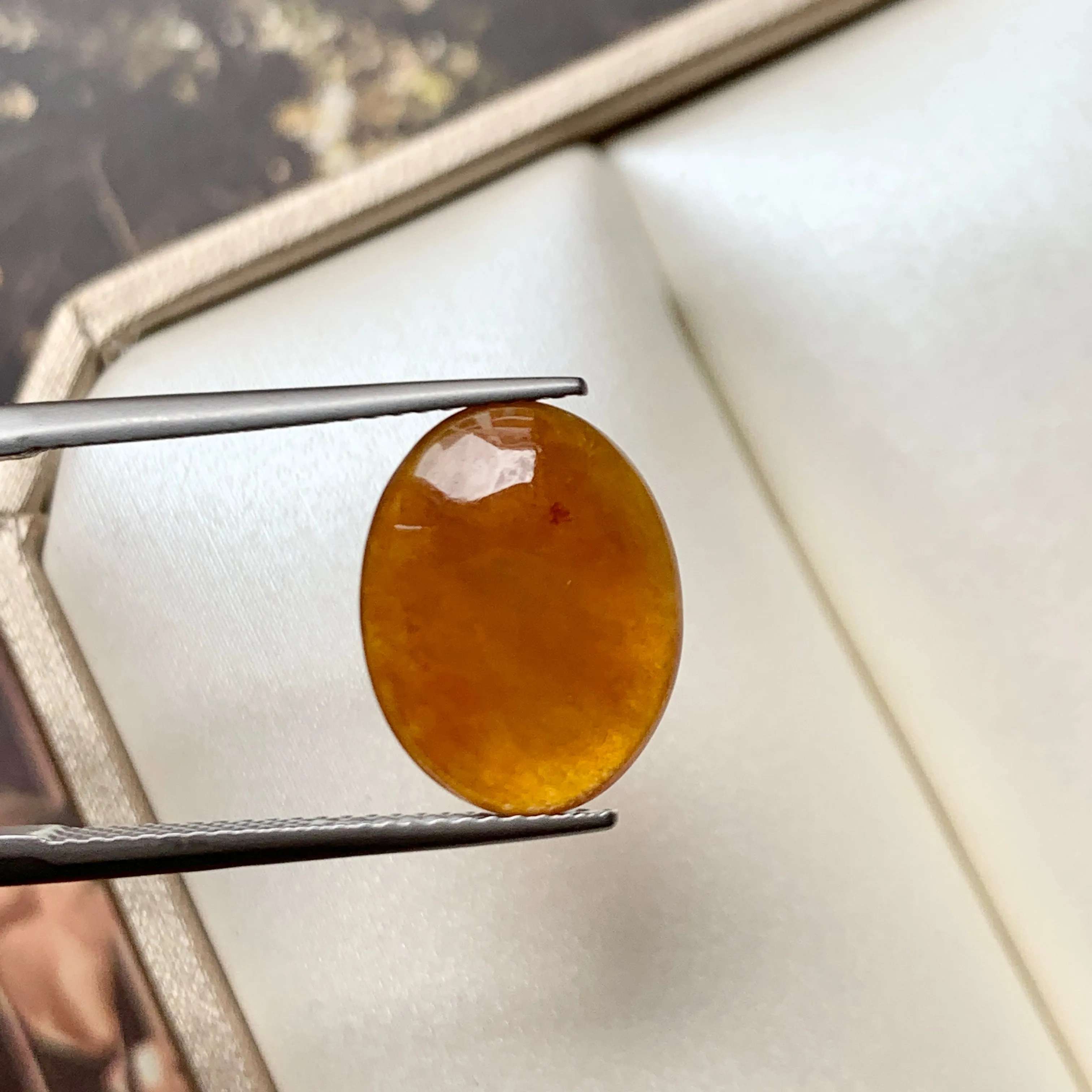 5 cts A-Grade Natural Cognac Jadeite Oval Cabochon No.130386