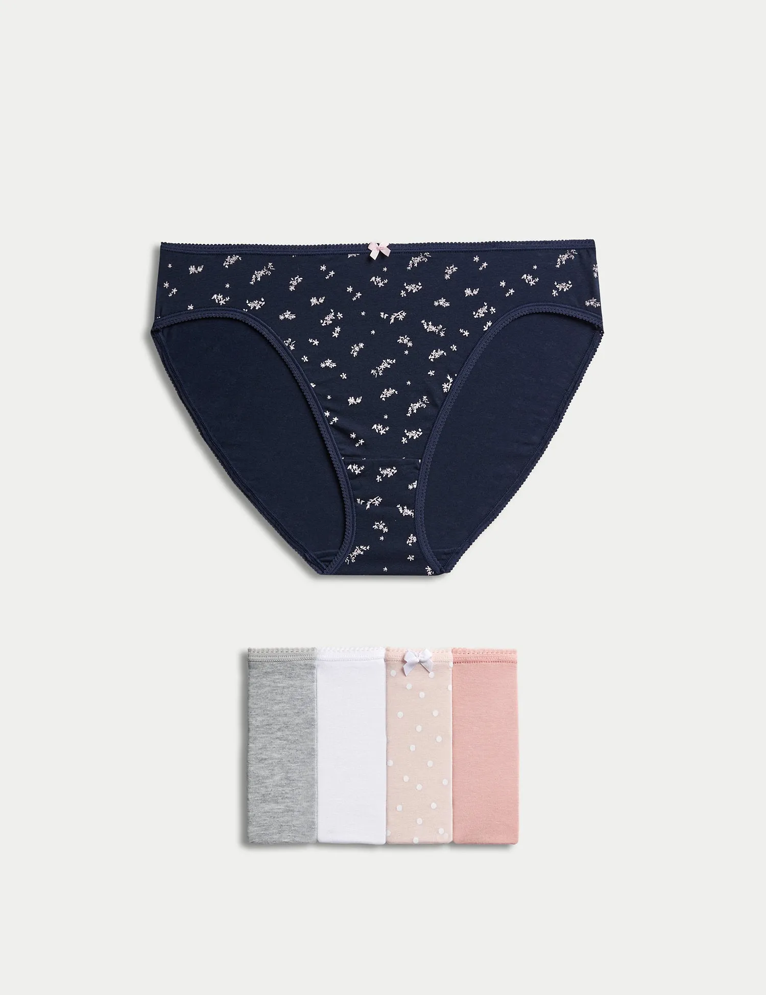 5pk Cotton Lycra High Leg Knickers