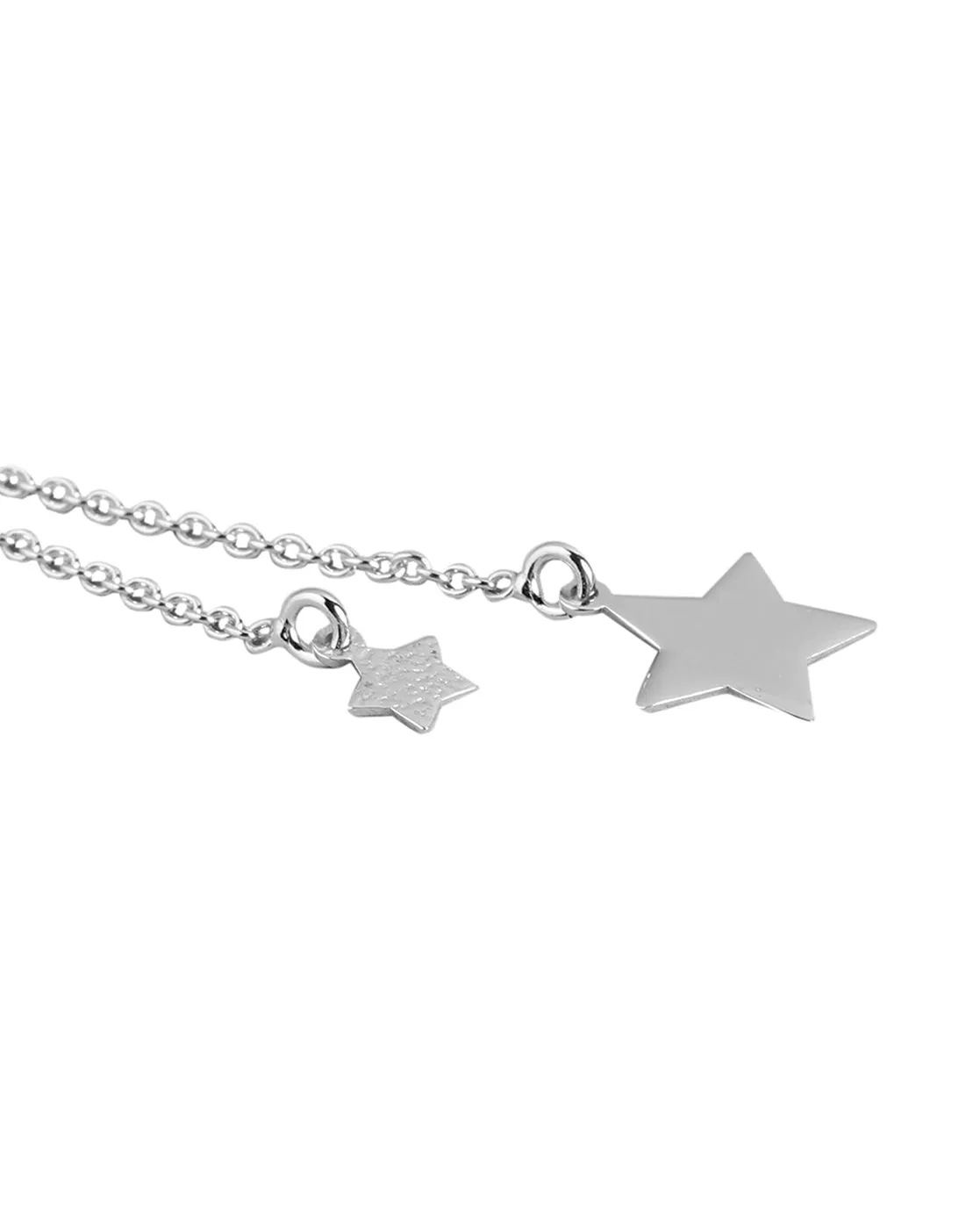 925 Sterling Silver Dangling Chain With Star Rhodium Plated Drop Earring