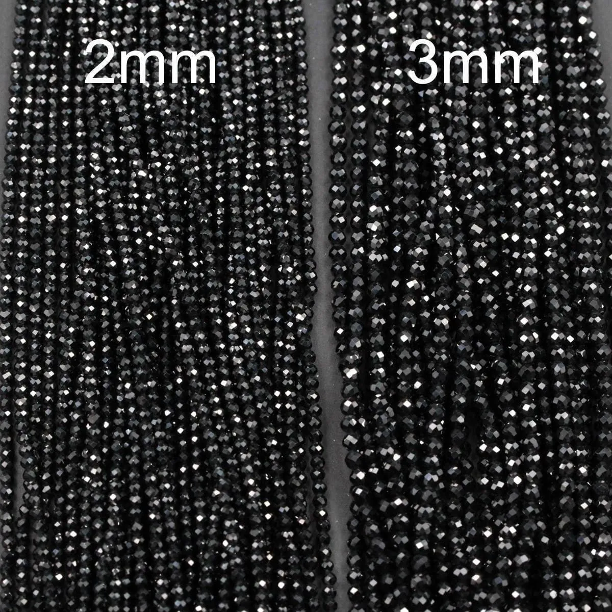 AAA Genuine Natural Black Spinel Micro Faceted Round Beads 2mm 3mm 4mm 5mmDiamond Cut Gemstone 15.5" Strand