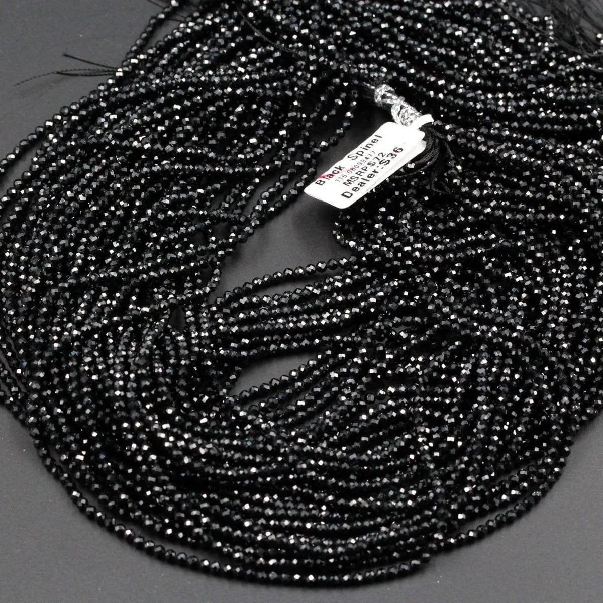 AAA Genuine Natural Black Spinel Micro Faceted Round Beads 2mm 3mm 4mm 5mmDiamond Cut Gemstone 15.5" Strand