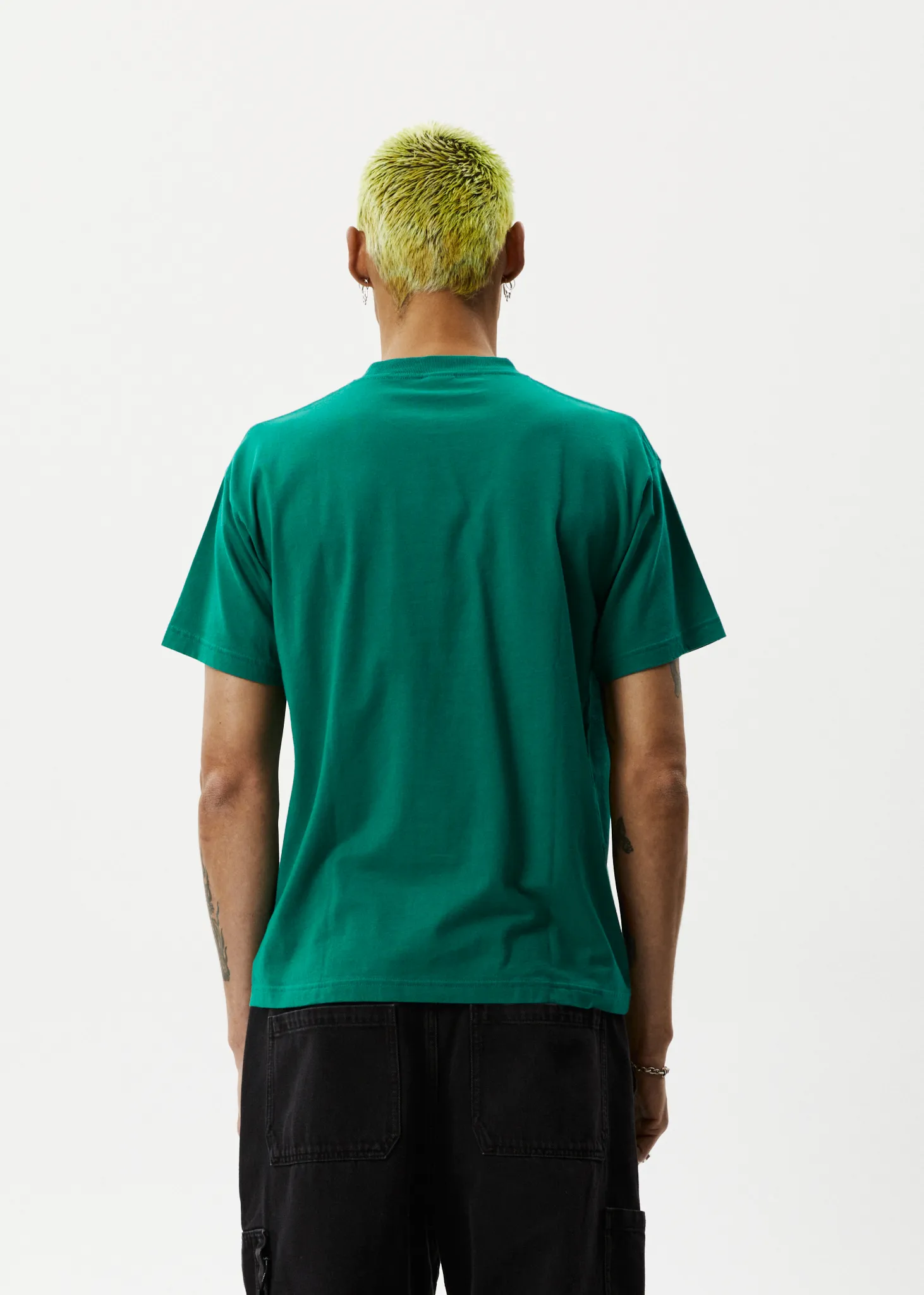 AFENDS Mens Rip In - Boxy Graphic T-Shirt - Emerald