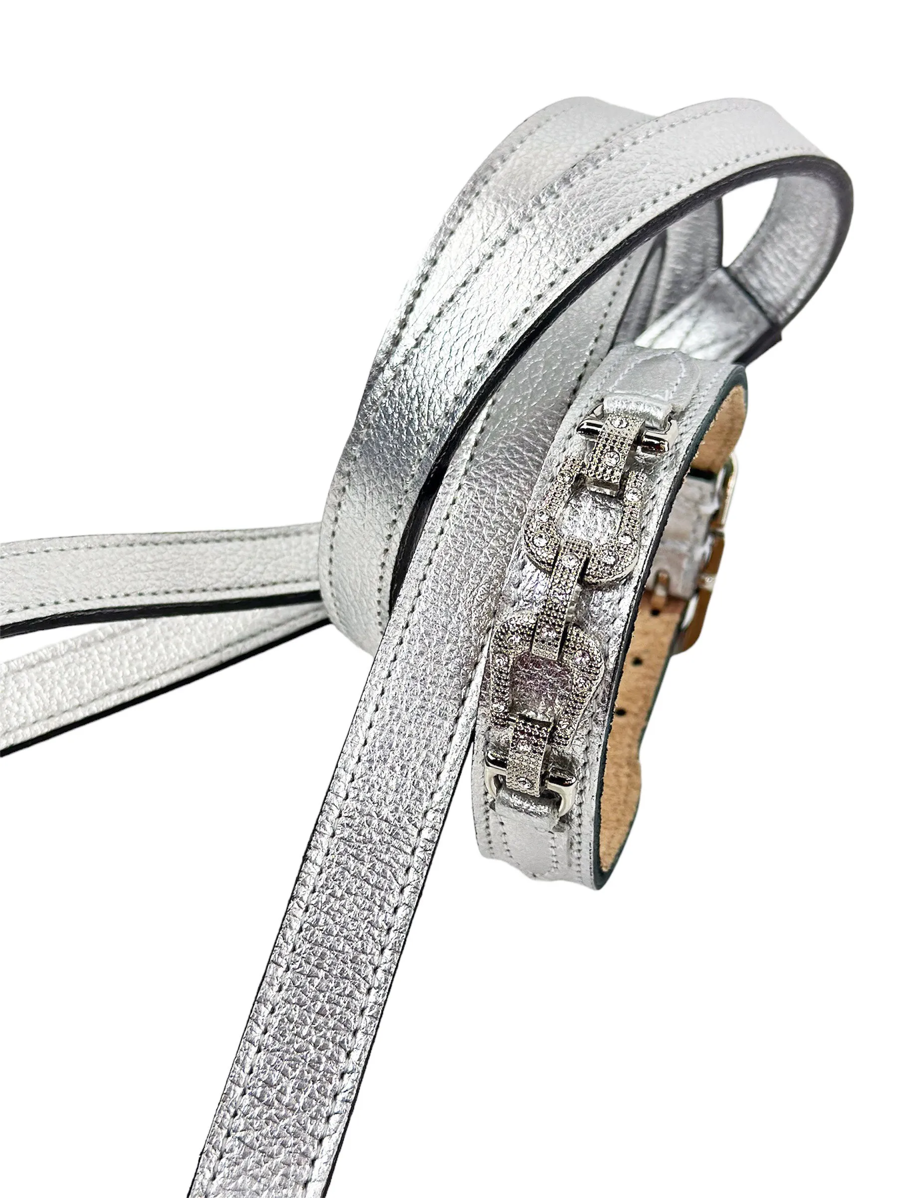 After Eight Dog Collar in Silver Metallic