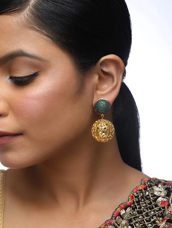Alloy Hoop Earrings in Green