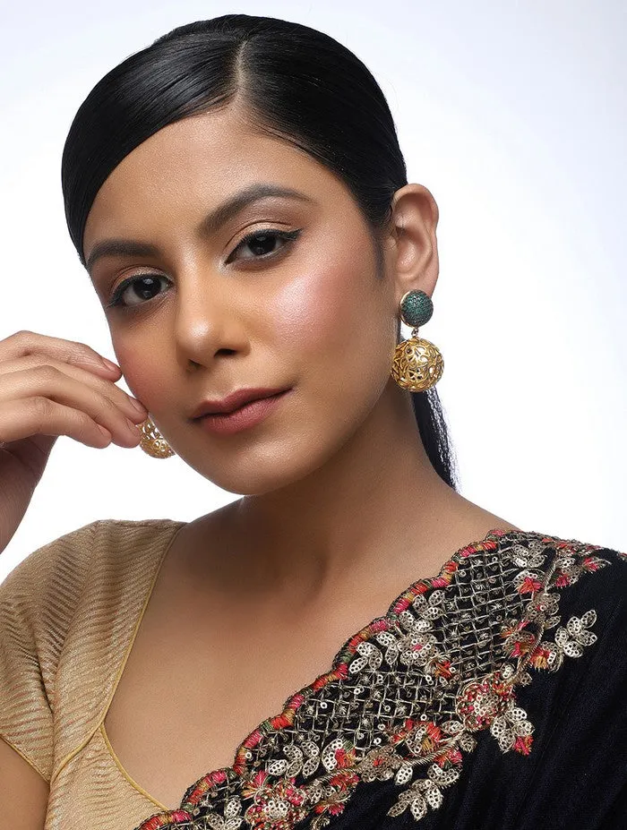 Alloy Hoop Earrings in Green