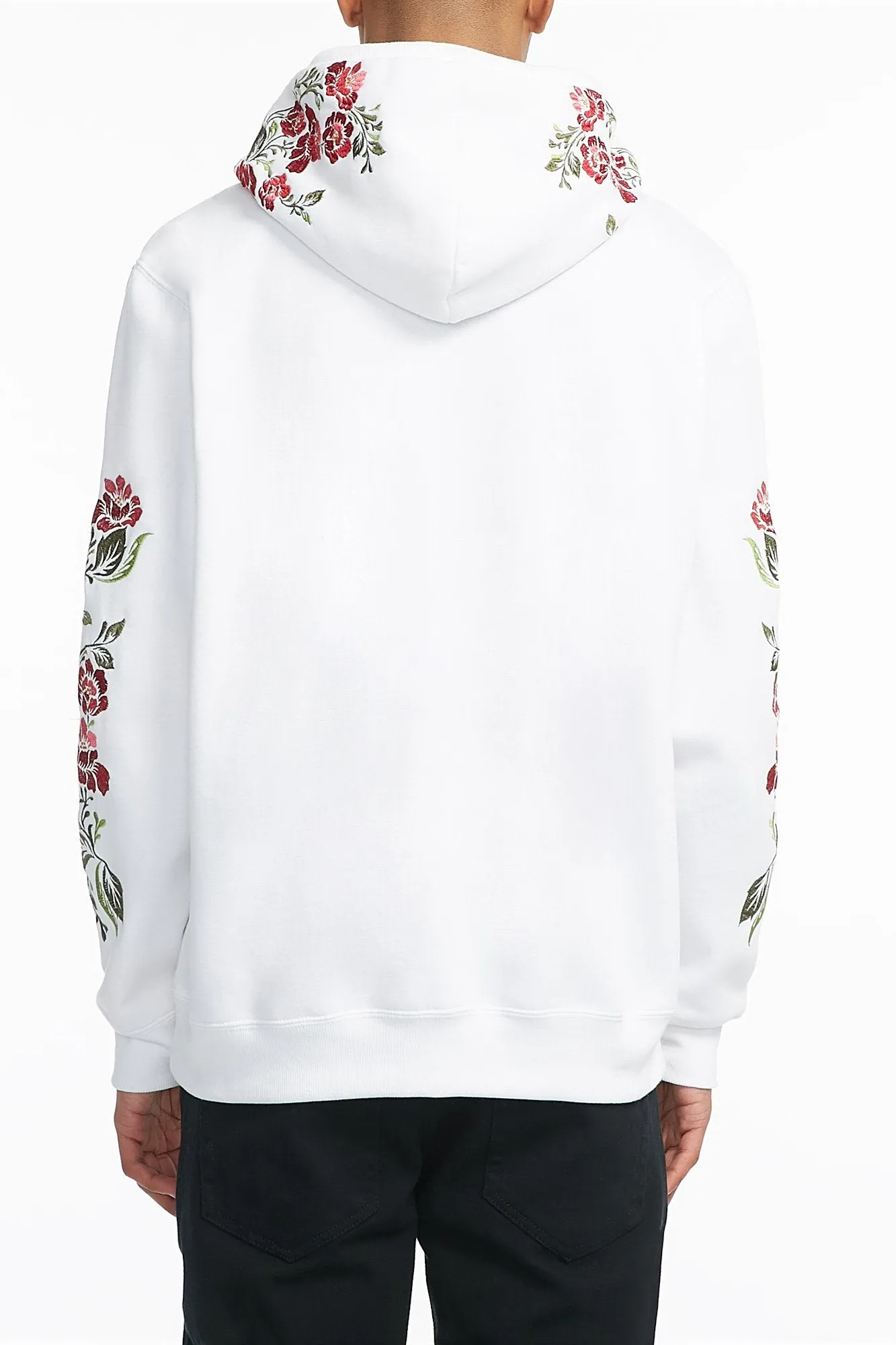 Stylish Amnesia Guys Rose-Embroidered Hoodie