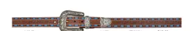 Angel Ranch 1 1/2" Ladies Brown Leather  Belt with Blue Lacing
