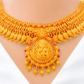 Antique Leaf Adorned 22k Gold Necklace
