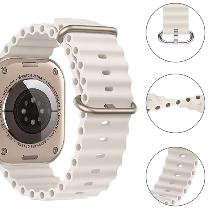 Apple Watch (42/44/45/49mm) Tech-Protect Iconband Pro Silikone Rem - Beige