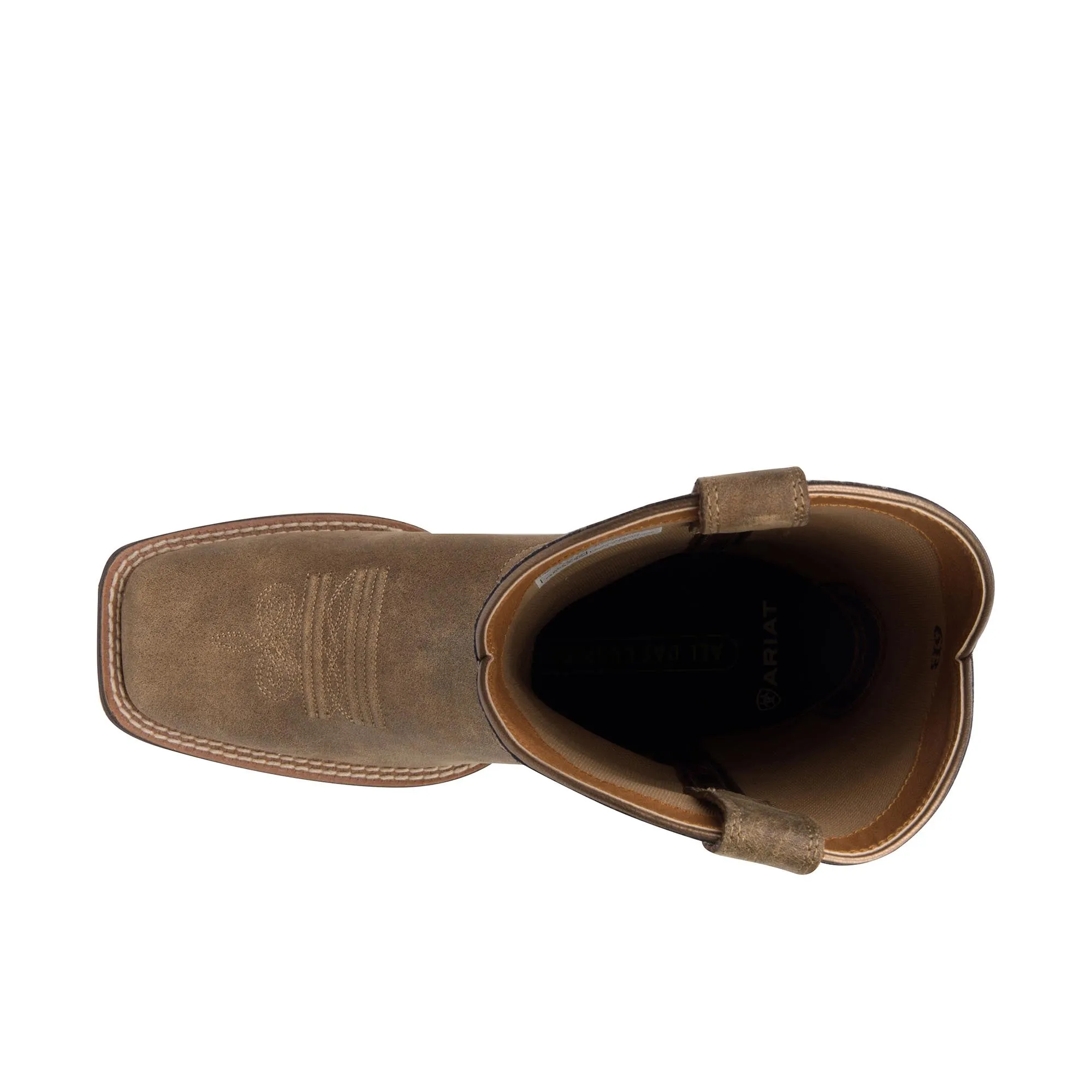 Ariat Womens Round Up Wide Square Toe Western Boot Brown Bomber Logo