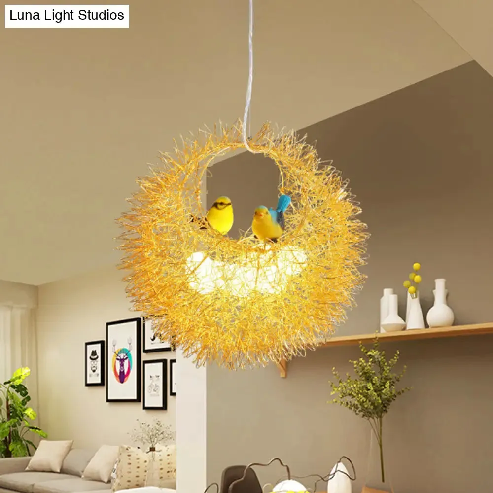 Art Deco Gold Metal Shade Chandelier with 2 Lights - Stylish Ceiling Fixture