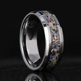 Azure Blue Yooperlite Glowstone Ring on Tungsten