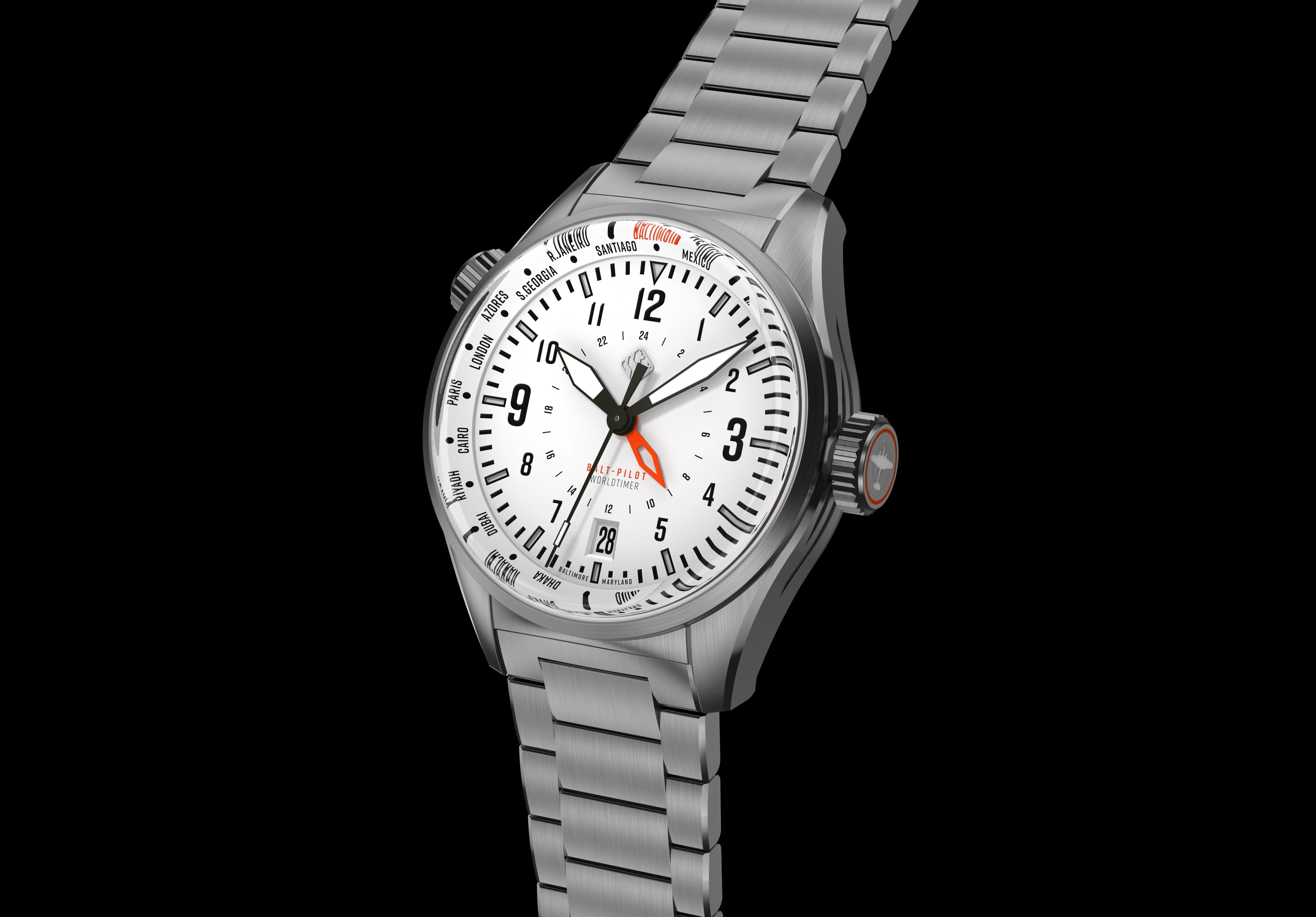 Balt-Pilot Worldtimer Polar White