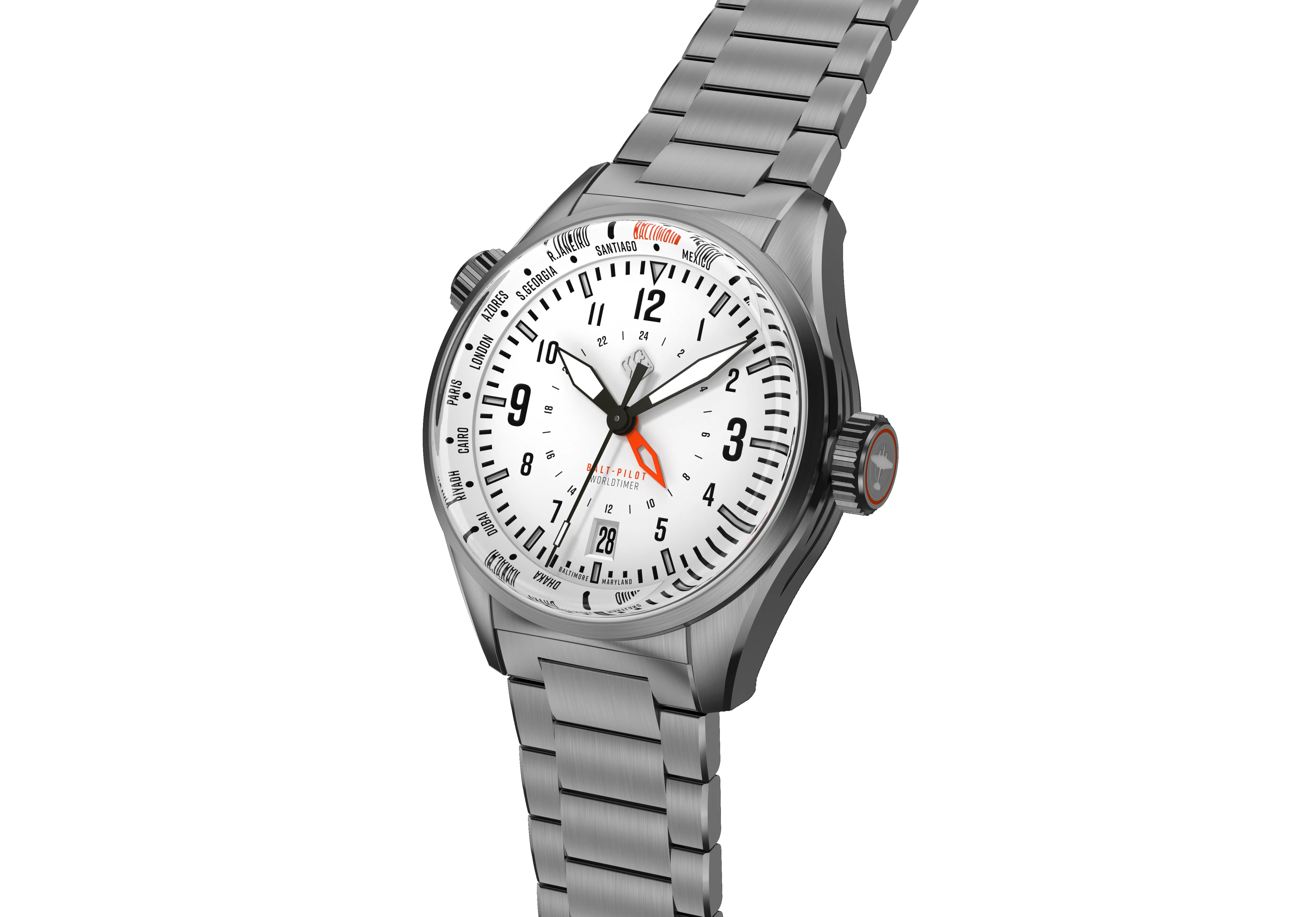 Balt-Pilot Worldtimer Polar White