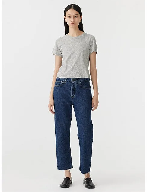 Bassike Mid Rise Slim Crop Jean - Bright Indigo
