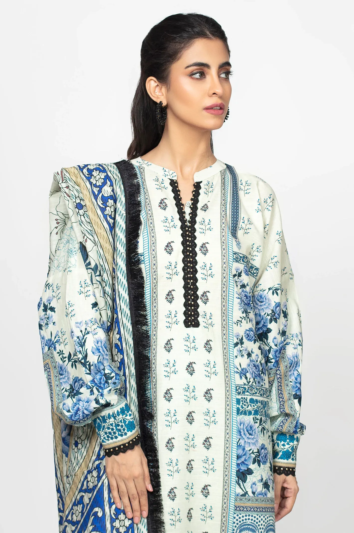 Beige Printed 3PC Unstitched