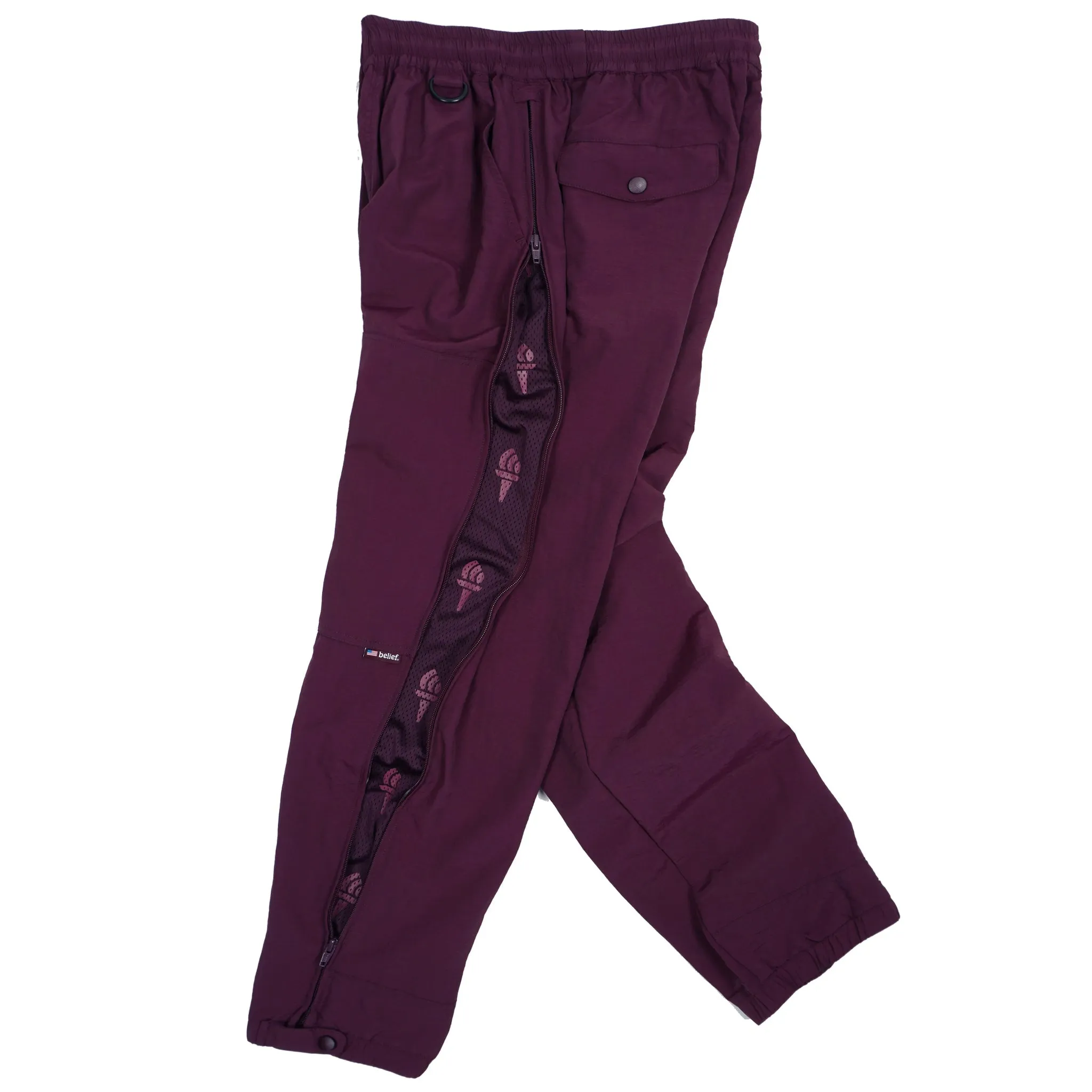 Belief NYC Nylon Vent Pant Berry