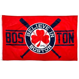 Believe In Boston - Red Shamrock with Bats 3' x 5' Flag (RED)