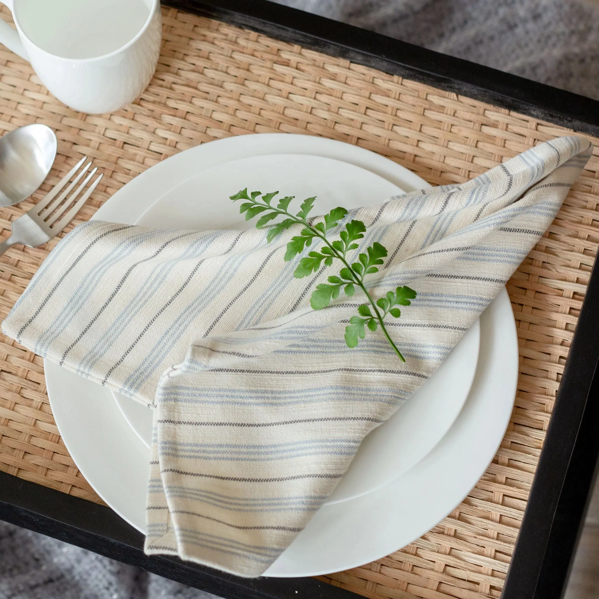 Blue & Gray Stripe Cotton Napkin
