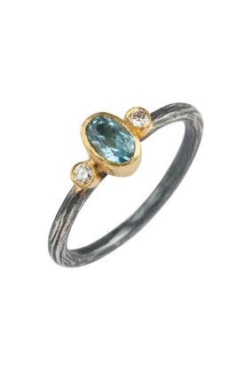 Blue Topaz & Diamond Ring