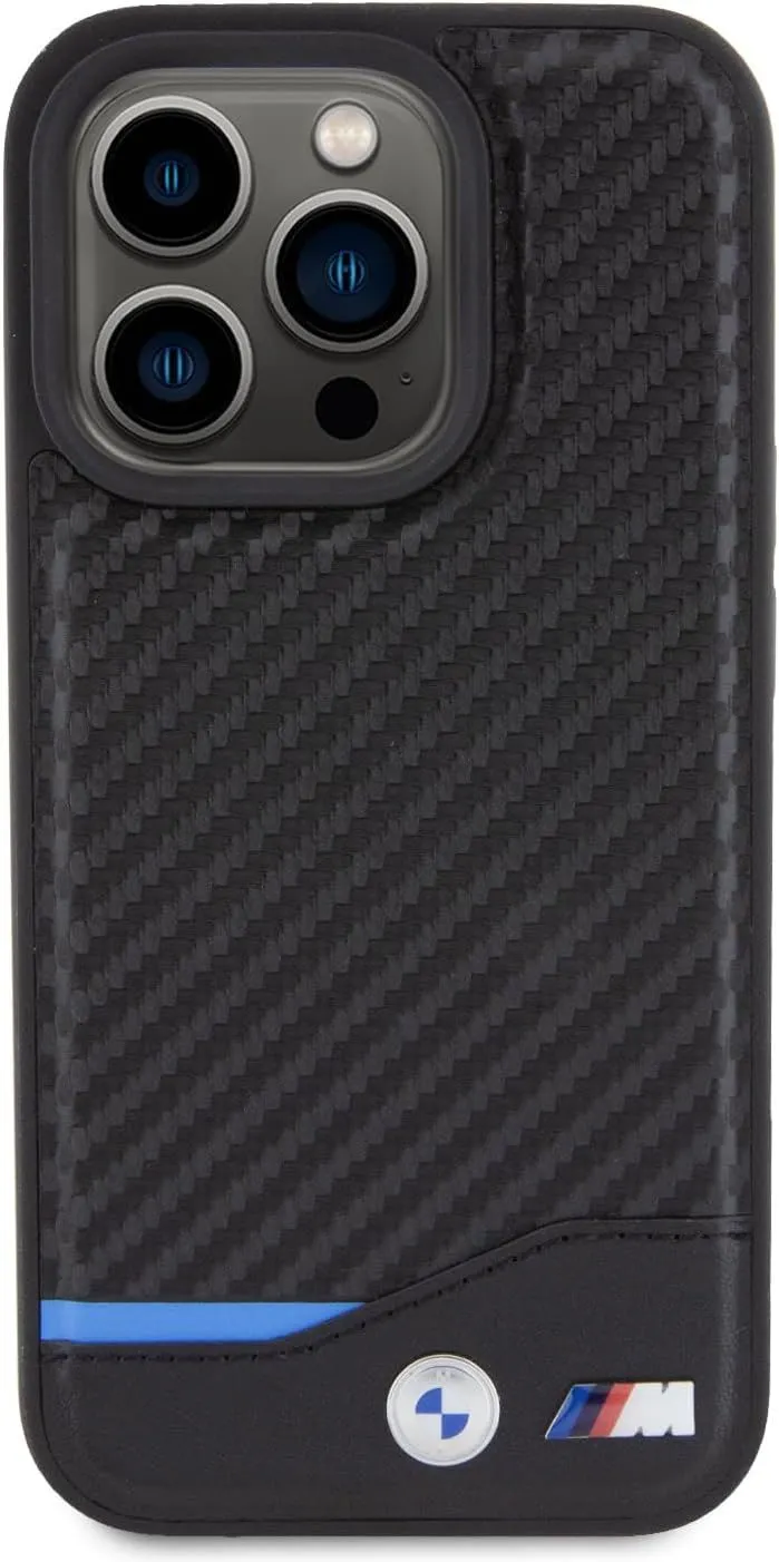 BMW Leather Carbon Case for iphone 15 Pro 6.1" Black - BMHCP15L22NBCK