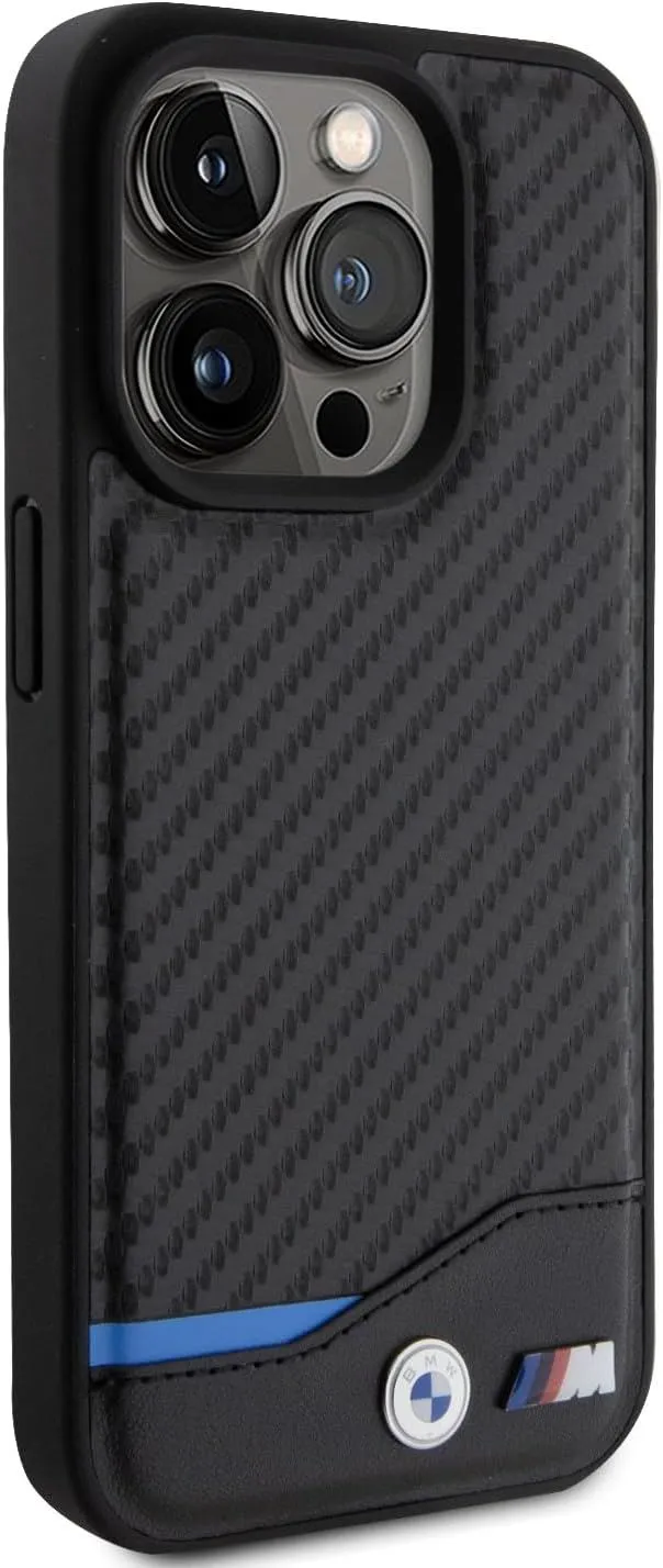 BMW Leather Carbon Case for iphone 15 Pro 6.1" Black - BMHCP15L22NBCK