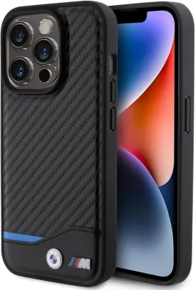 BMW Leather Carbon Case for iphone 15 Pro 6.1" Black - BMHCP15L22NBCK