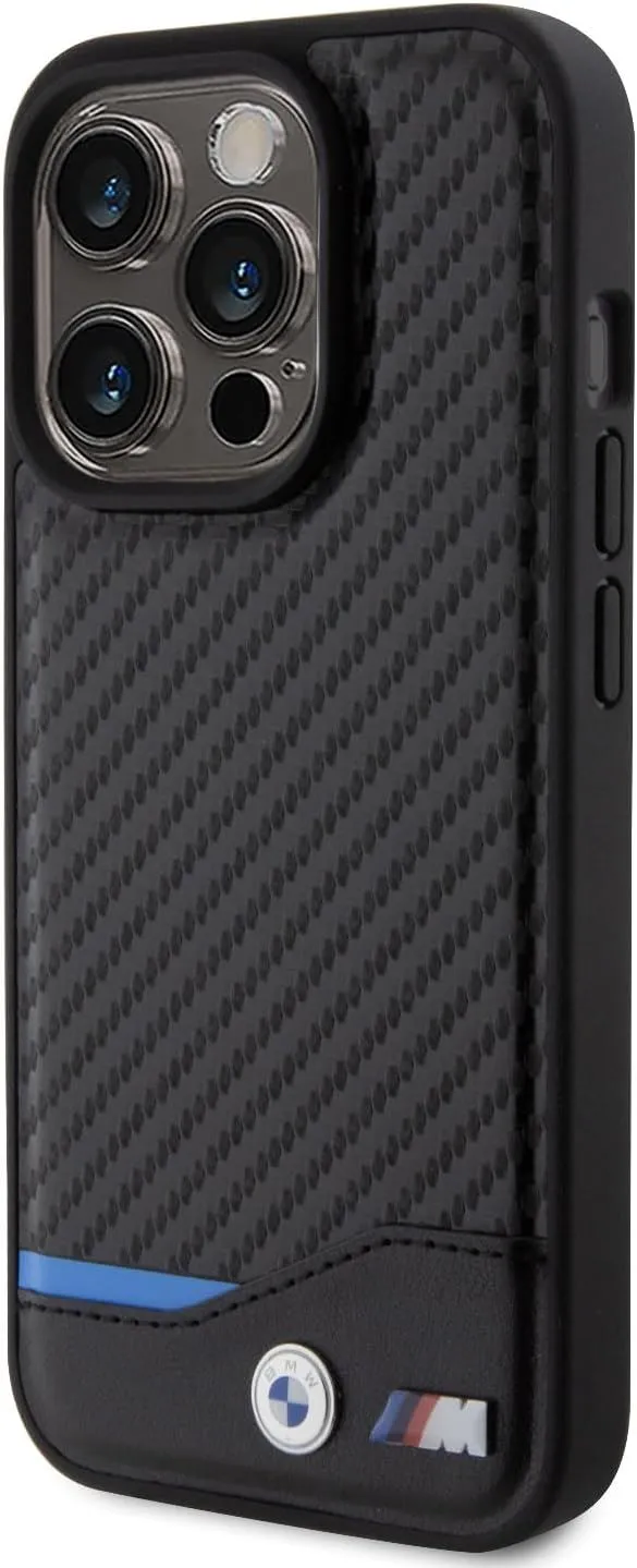 BMW Leather Carbon Case for iphone 15 Pro 6.1" Black - BMHCP15L22NBCK