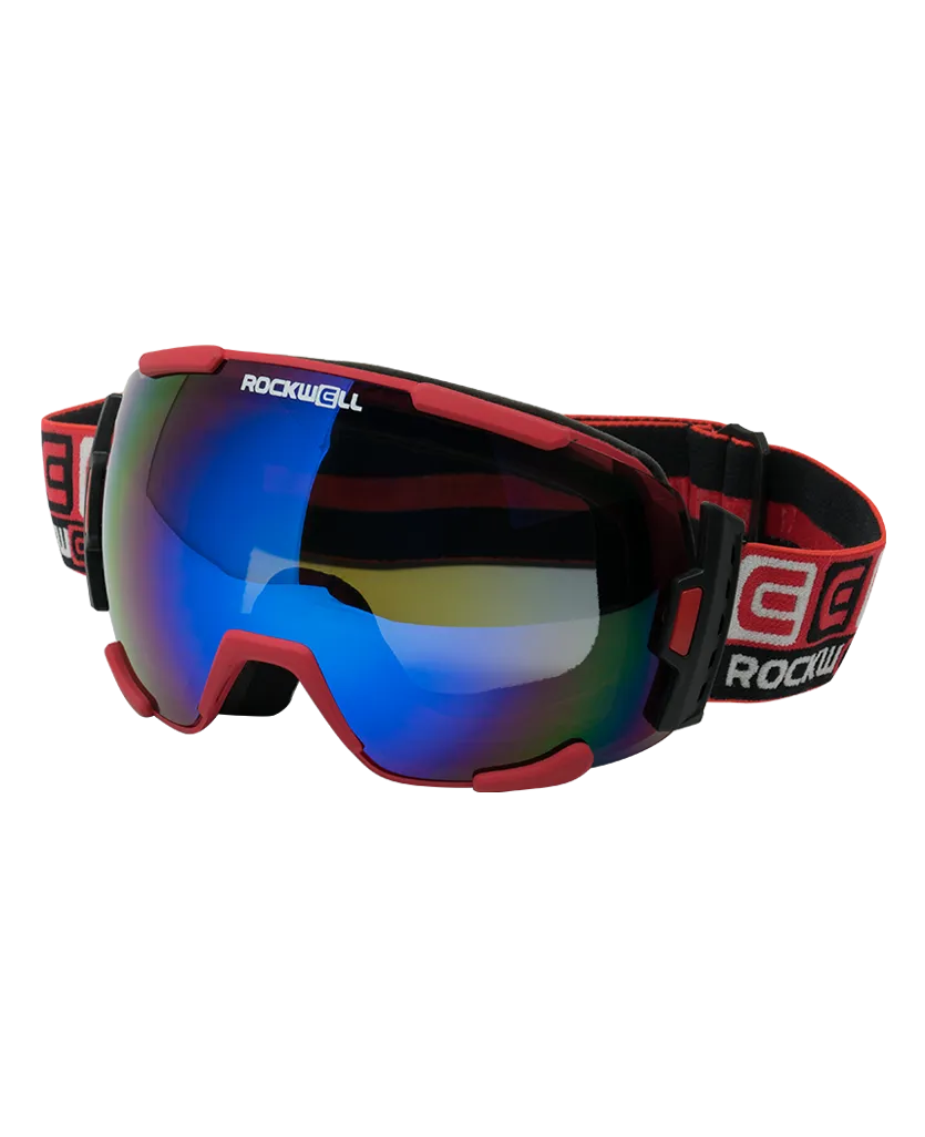 Bomber Goggles (Red w/Flash Blue Lens)
