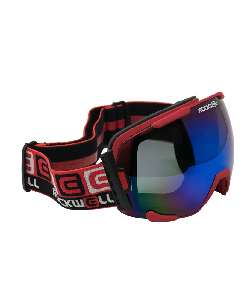 Bomber Goggles (Red w/Flash Blue Lens)