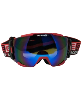 Bomber Goggles (Red w/Flash Blue Lens)