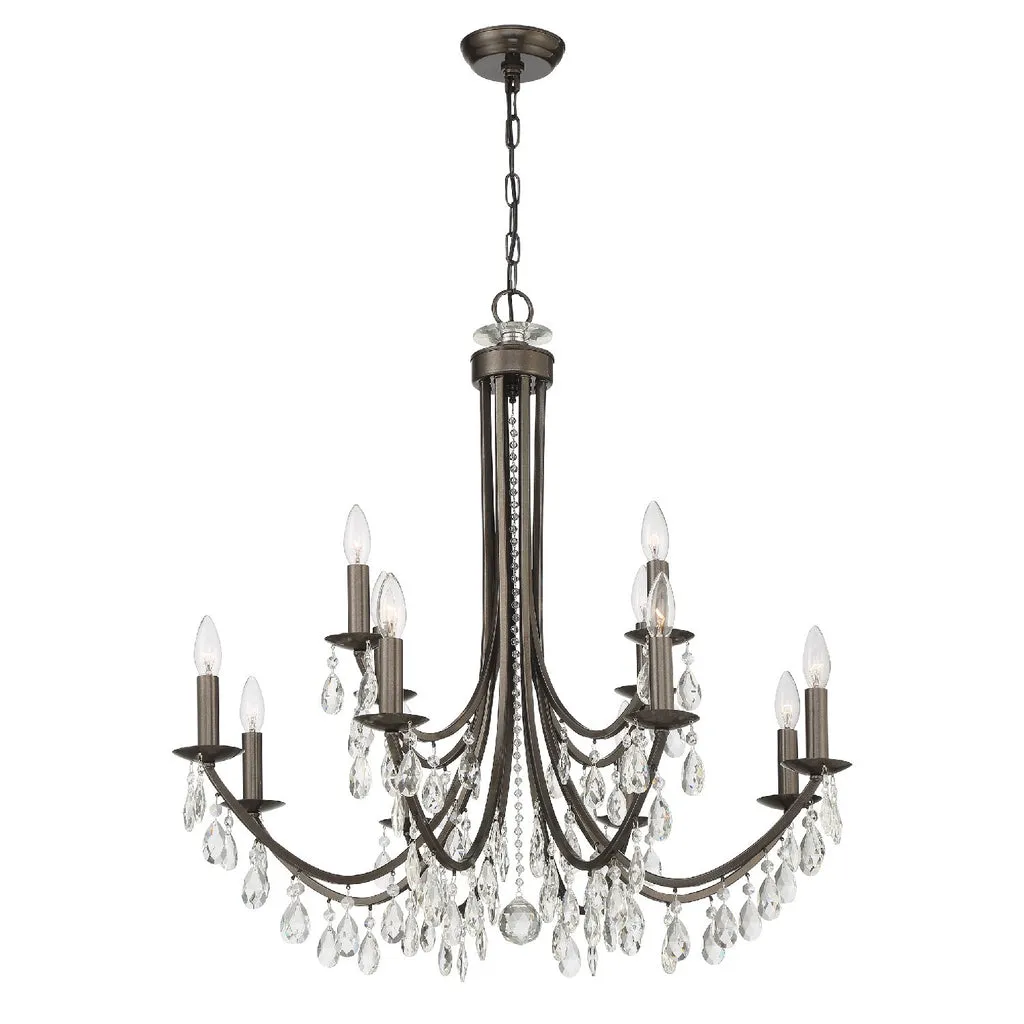 Bridgehampton 12 Light Hand Cut Crystal Vibrant Bronze Chandelier