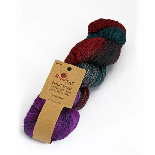 BROADWAY HAND DYED MERINO SOCK 4PLY