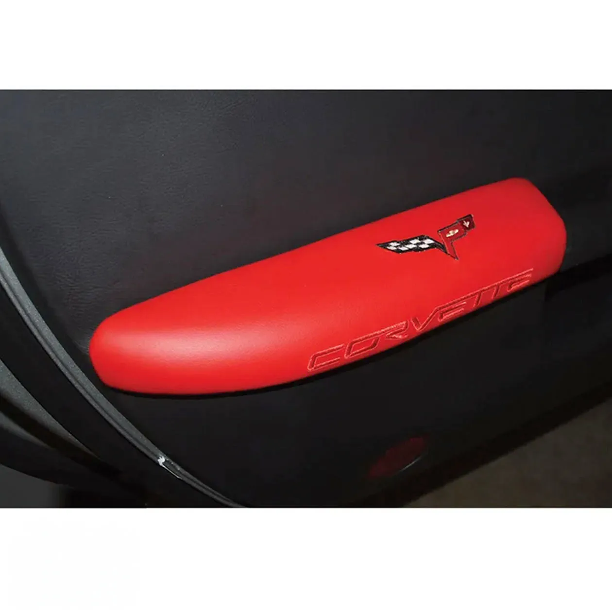 C6 Corvette Embroidered Leather Arm Rest Pads