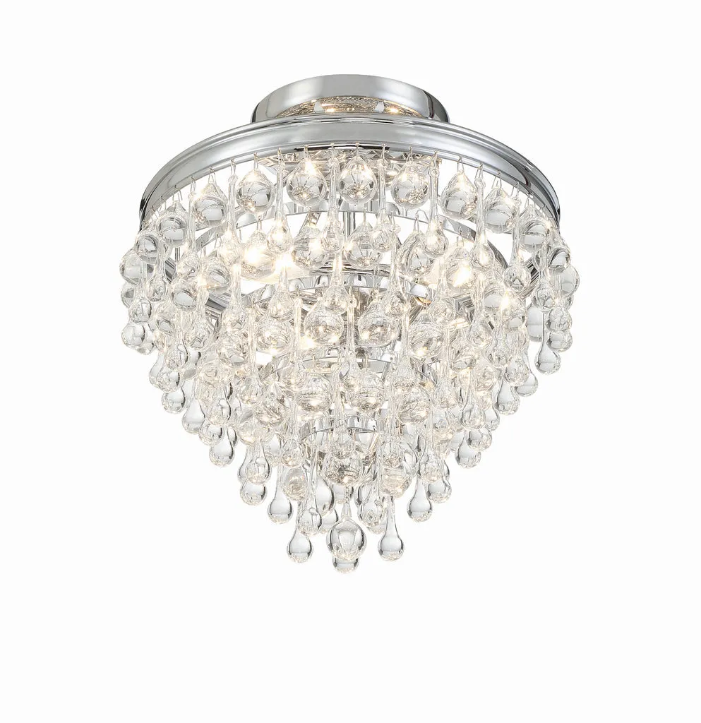 Calypso 3 Light Crystal Teardrop Polished Chrome Semi Flush Mount