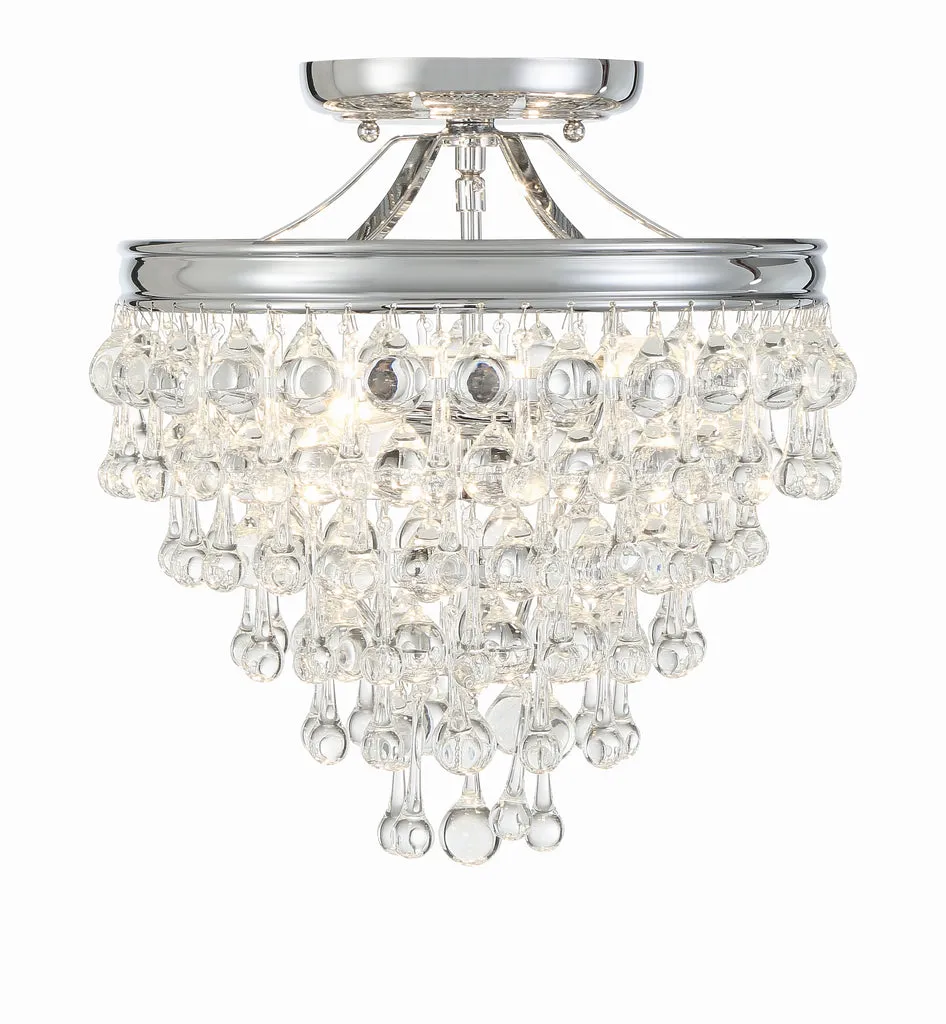 Calypso 3 Light Crystal Teardrop Polished Chrome Semi Flush Mount