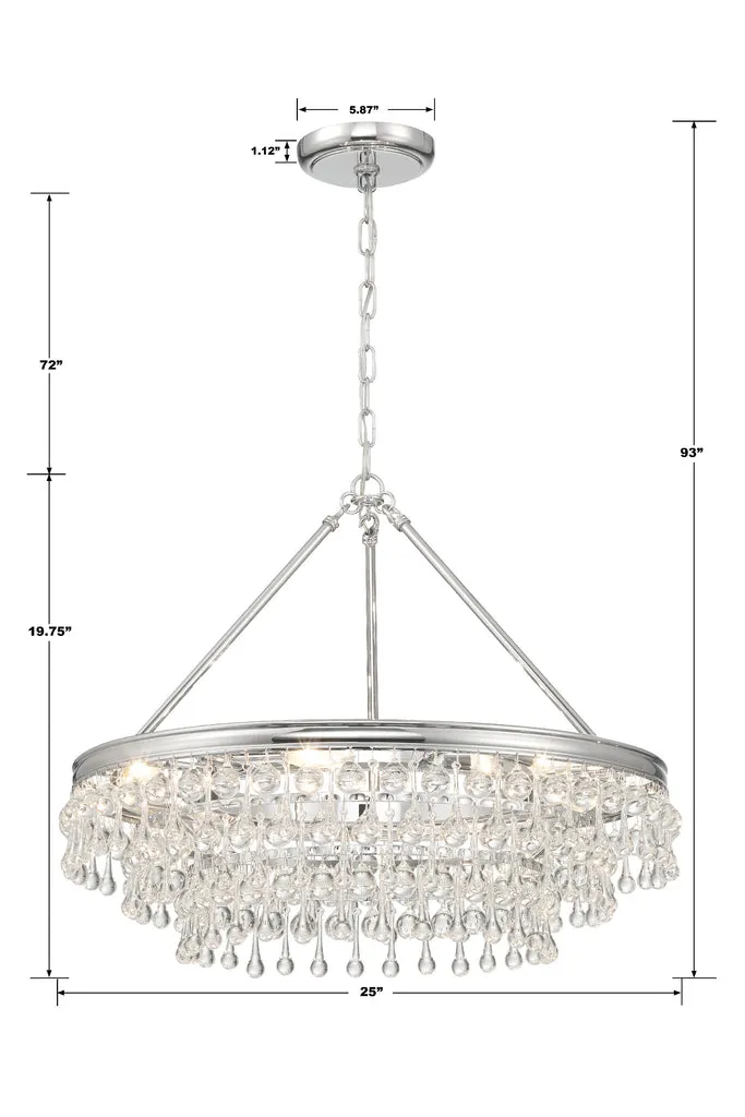 Calypso 6 Light Polished Chrome Chandelier