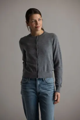 Cardigan - Classic Merino Cardigan Gray Melange