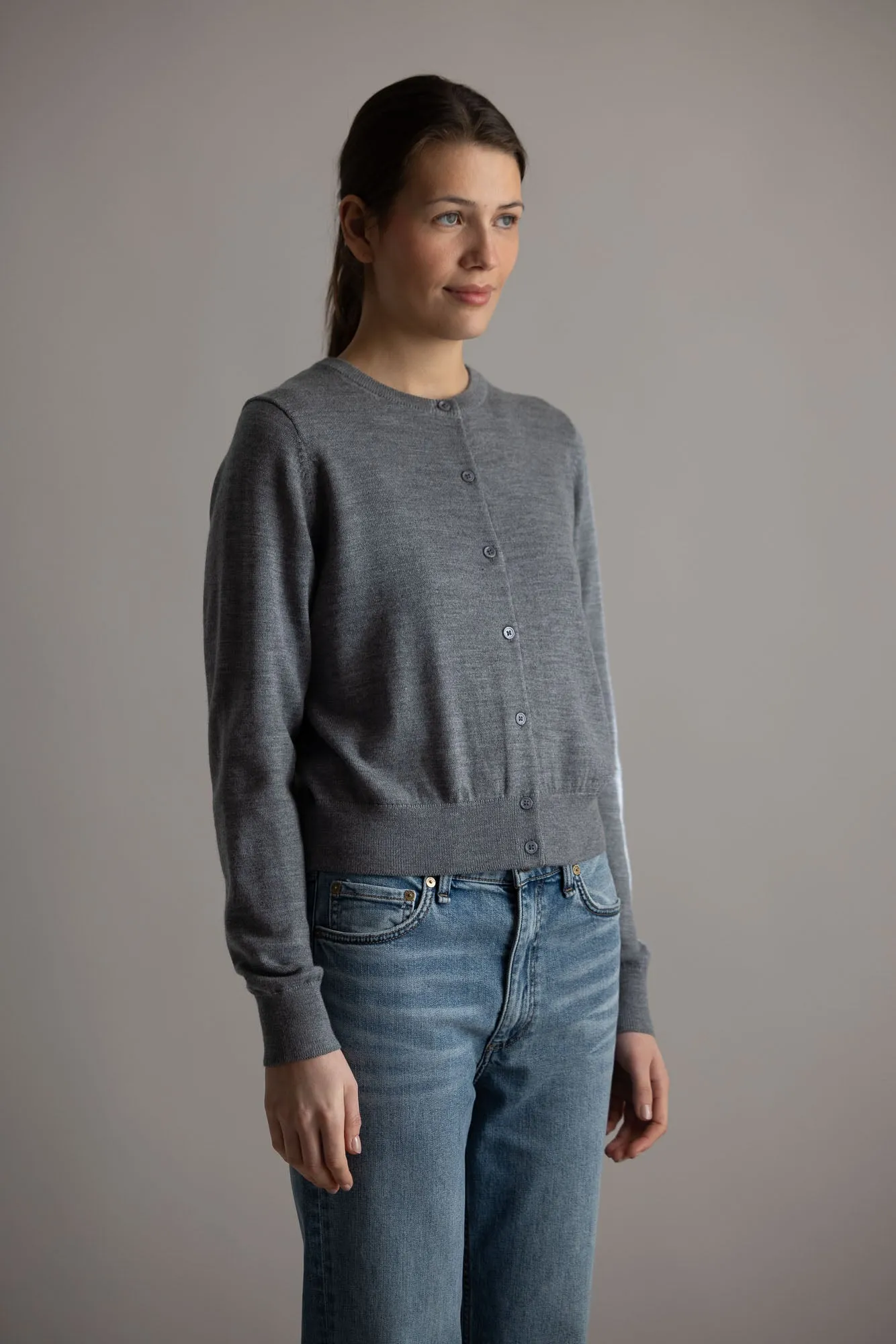 Cardigan - Classic Merino Cardigan Gray Melange