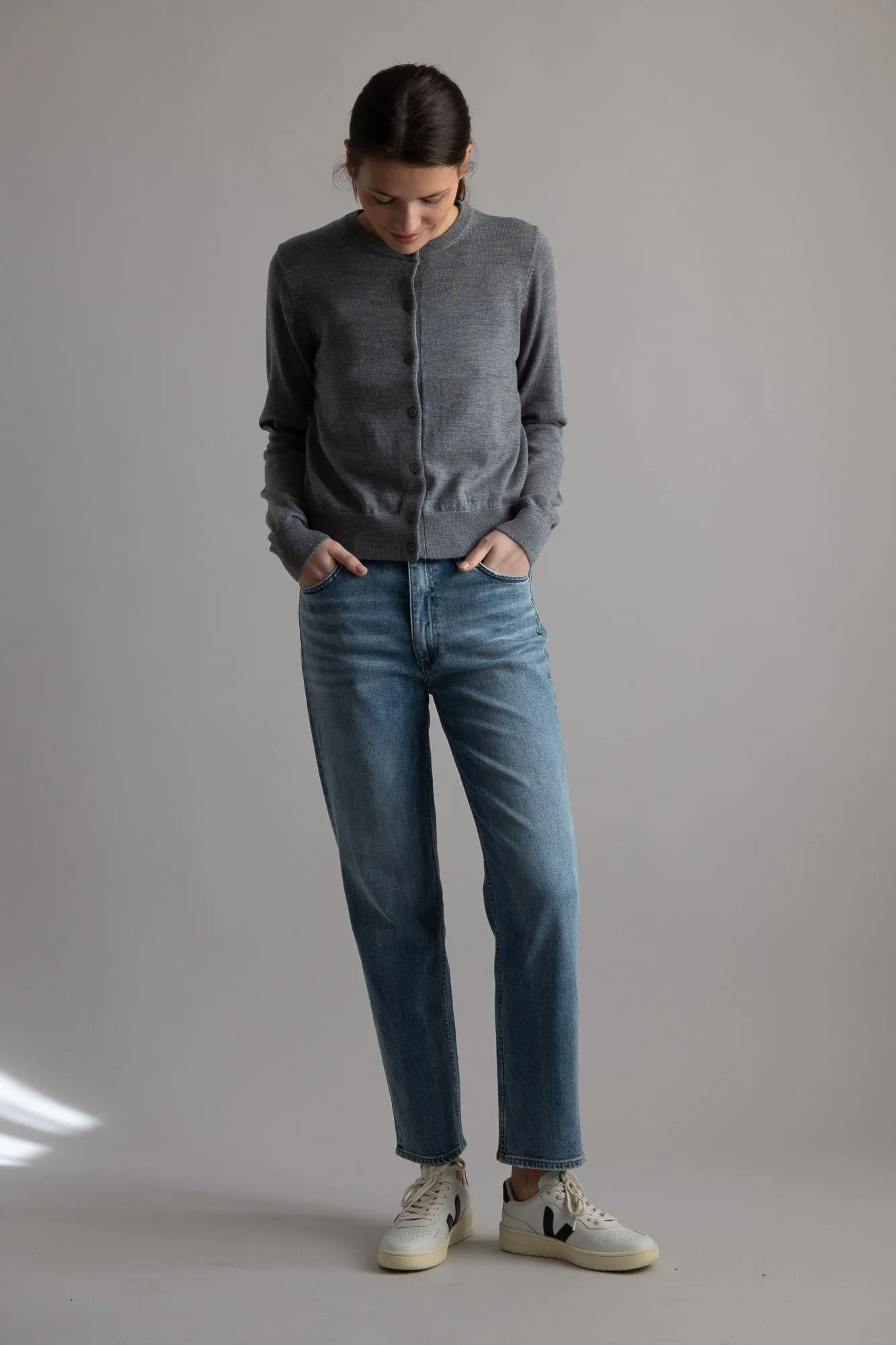 Cardigan - Classic Merino Cardigan Gray Melange