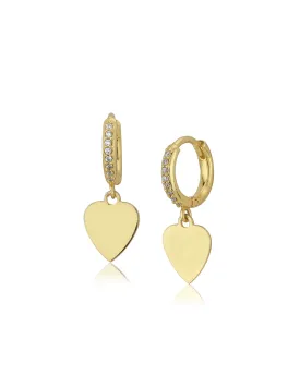 Carlton London 18Kt Gold Plated Hoop Earrings With Dangling Hearts