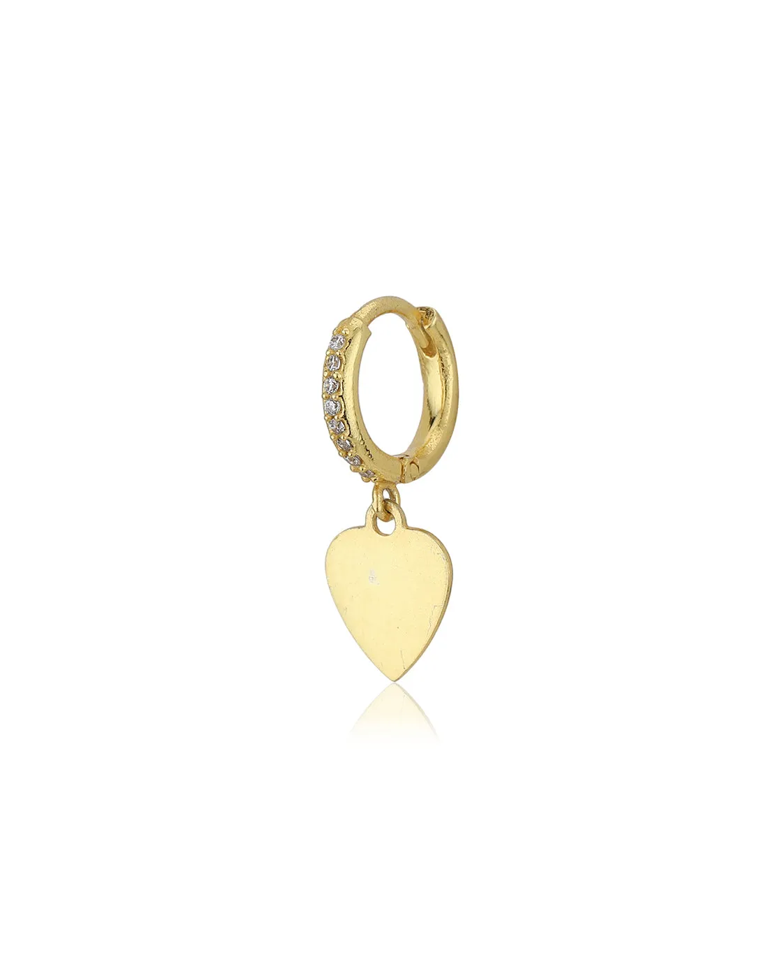 Carlton London 18Kt Gold Plated Hoop Earrings With Dangling Hearts