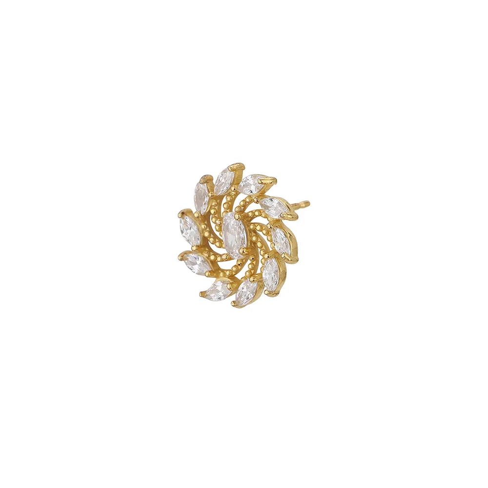 Carlton London Gold Toned Cz Studded Floral Stud Earring For Women