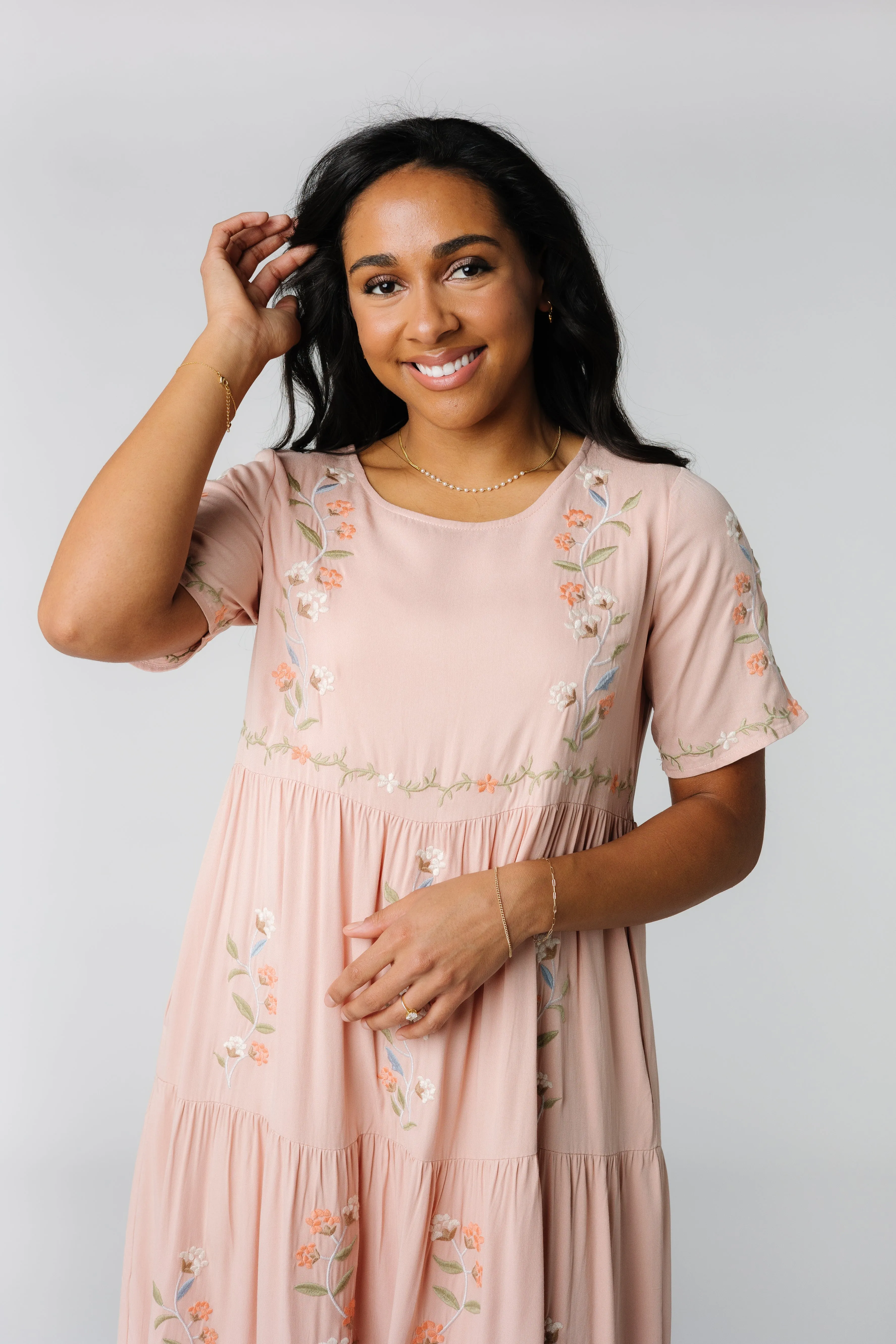 Cathy Embroidered Pocket Dress