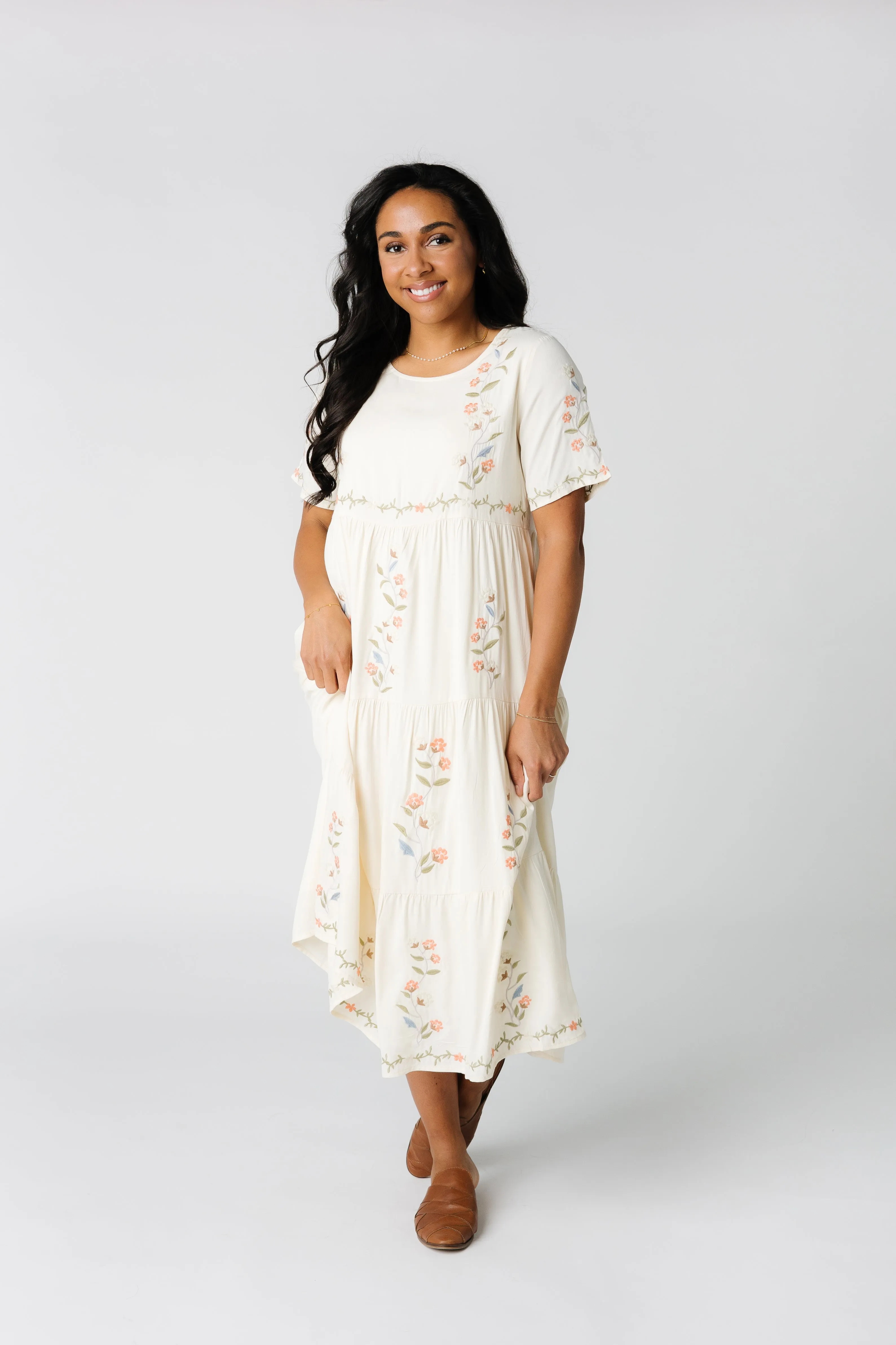 Cathy Embroidered Pocket Dress